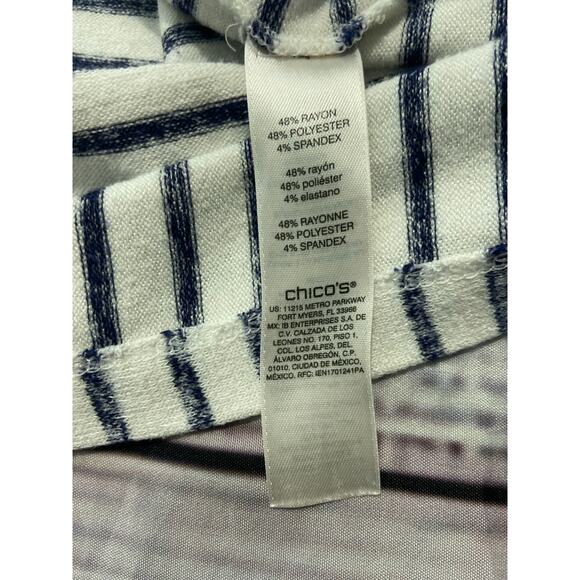 Weekends By Chicos 3 Shirt Womens XL Striped V Neck Short Sleeves Stretch - Picture 8 of 11